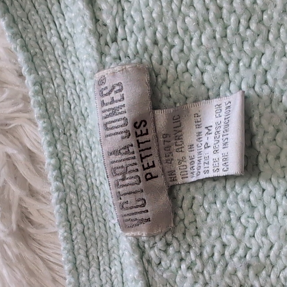 90s Vintage Victoria Jones Mint Knit Button Down Cardigan Petite Medium - Picture 6 of 8